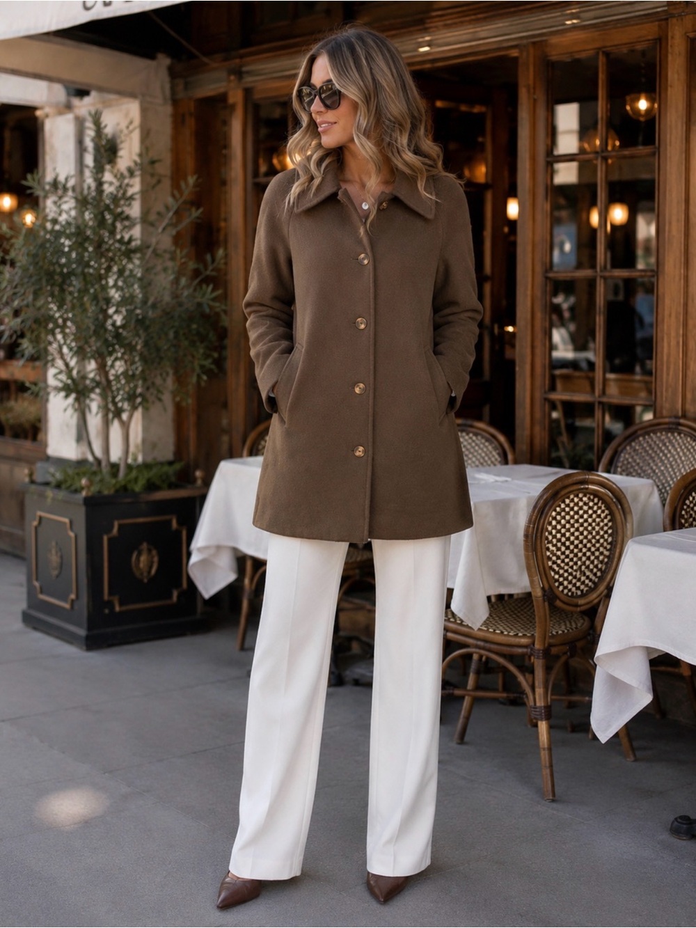 Regency Cashmere Vintage Cashmere Wool Blend-Brown Single-Breasted